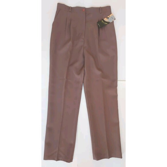 NWT Vintage Item Eyes Brown Hi Waist Pleated Straight Leg Dress Pants Size 13/14 - Picture 1 of 8
